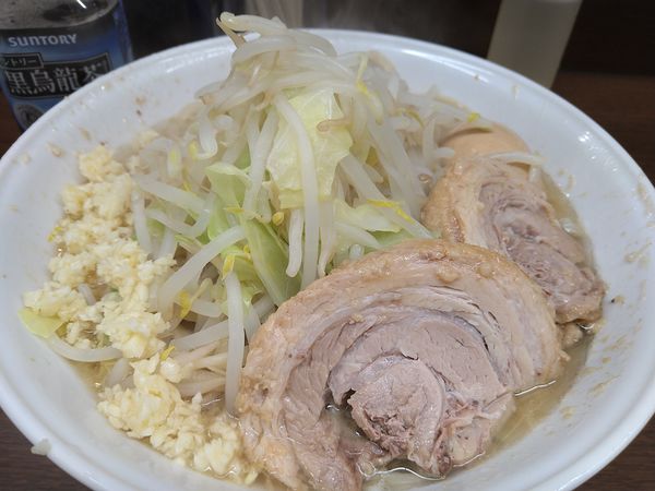 「小ラーメン 味つけ玉子 にんにくマシ」@ラーメン二郎 横浜関内店の写真