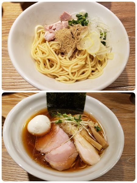 「中華そば(醤油) 半熟味付玉子 和え玉(半玉)」@中華そば やま福の写真