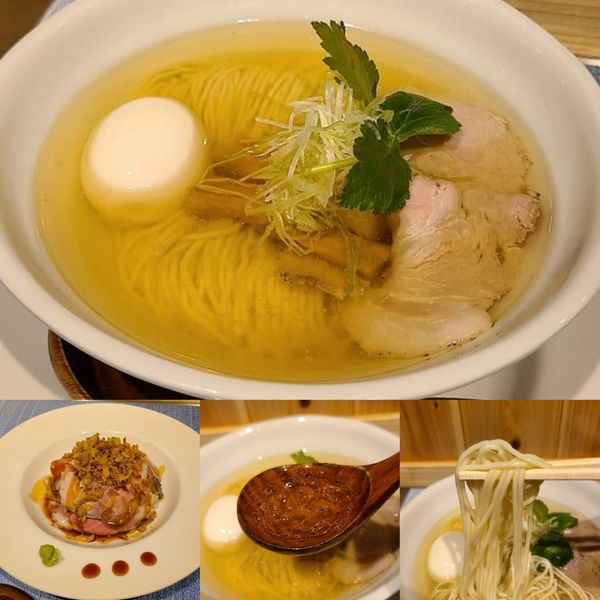 「塩そば、肉丼セット¥1000+味玉¥100」@成城青果の写真