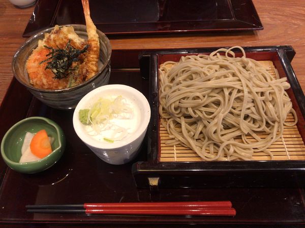 「天丼セット＆せいろ【730円】」@手打ちそば なるほ 森崎店の写真