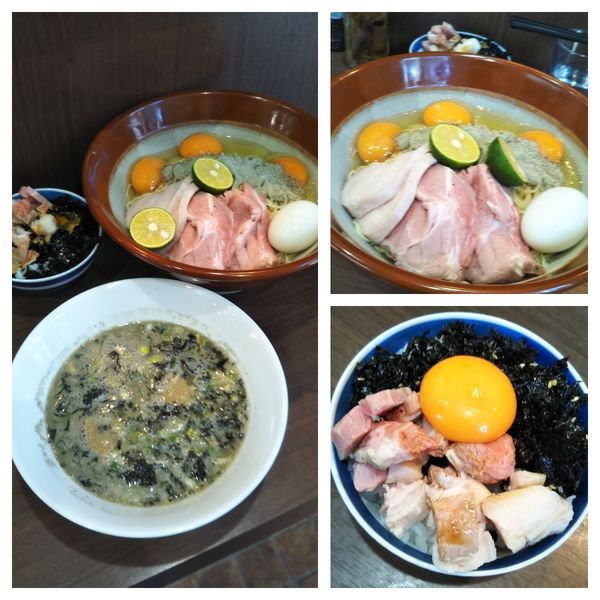 「【限定】釜玉つけそば+大盛り+海苔玉肉ご飯」@Noodle&Spice curry 今日の1番の写真