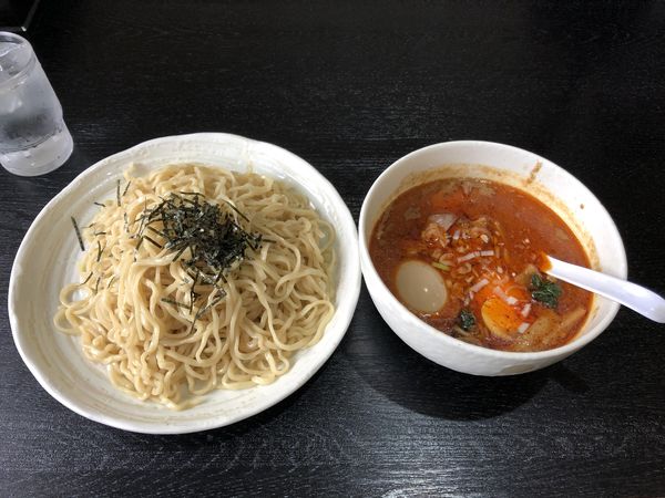 「担々つけ麺 極辛＋味玉」@桃天花の写真
