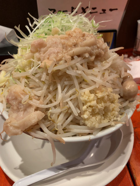 「中ラーメン+野菜マシ+うずら+ネギ」@ラーメン長嶋の写真