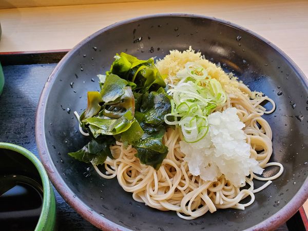 「朝そば・鬼おろし・わかめ変更・冷」@ゆで太郎 長者町店の写真