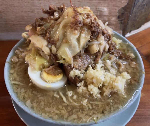 「富士丸ラーメン　ちょいヤサイ、ちょいアブラ、ニンニク」@ラーメン富士丸 西新井大師店の写真