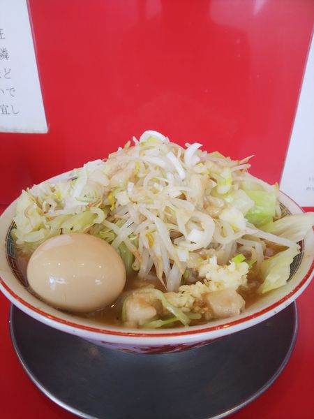 「ラーメン並 ヤサイ&ニンニク&アブラちょい増し、ネギ増し、味」@ジャンプの写真
