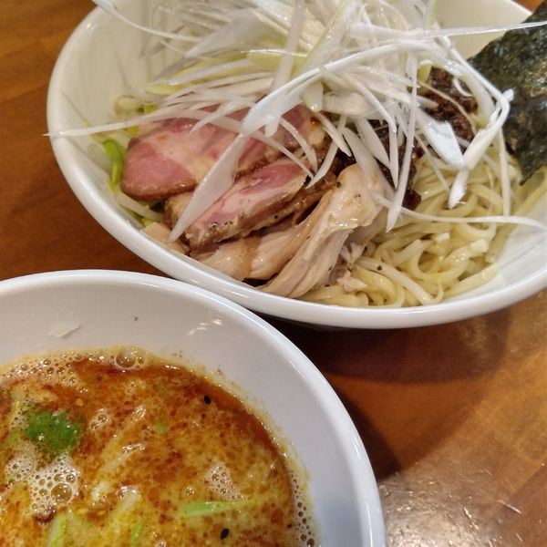 「辛つけ麺￥850・ネギ￥100」@自家製麺ラーメンKの写真