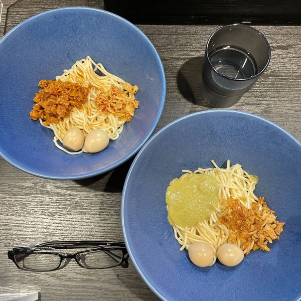 「浅利の和え玉ハーフ＆無限ニンニクの和え玉ハーフ」@カニトン 東神奈川店の写真