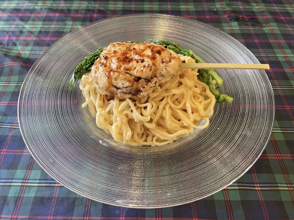 「カールスバーグ生→ゆず味噌つくね 大盛＋白ワイン／客のおごり」@冷やし中華専門店 HiyaChuの写真