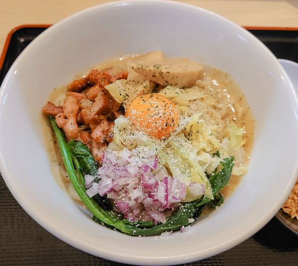 「まるボナーラまぜそば【春節限定】」@つけ麺丸和 各務原分店の写真