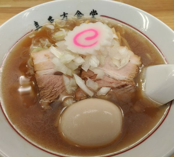 「蔵出し醤油ラーメン（鶏油）+味玉」@喜多方食堂 磯崎の写真
