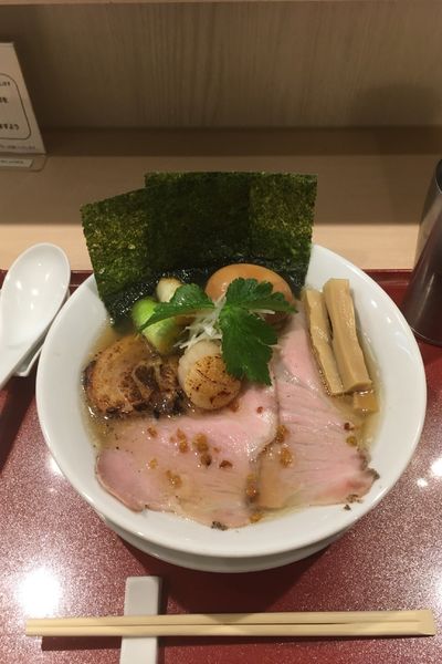 「特製金色貝そば＋二度漬け焼きネギ」@燃えよ麺助の写真