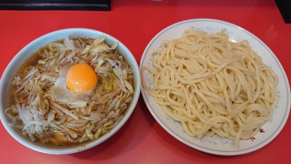 「野菜つけそば中盛り＋生卵」@丸長 目白店の写真