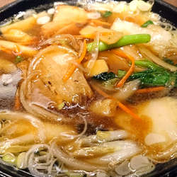 【昼】角煮と白菜の醤油あんかけ麺