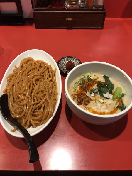 「坦々つけ麺 赤麺 中盛＋ラー玉極」@つけめん工房 浅草製麺所の写真