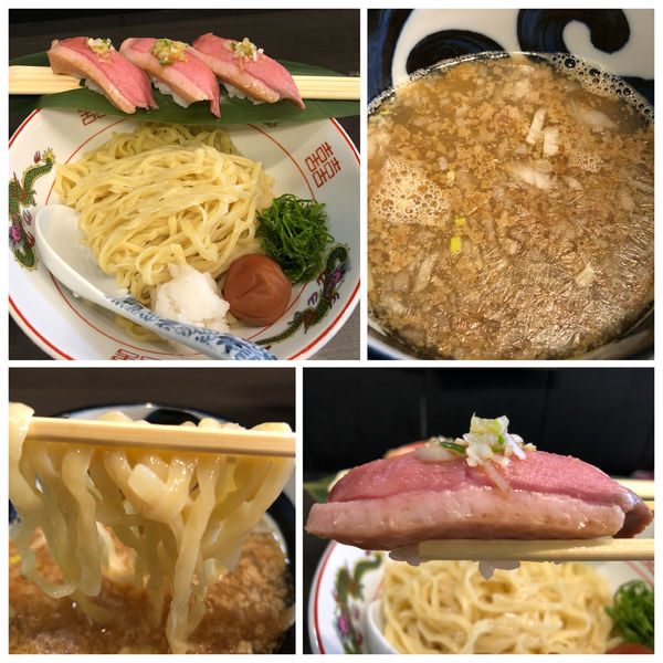 「【Aセット】岩塩梅しそつけ麺＋鴨のにぎり3カン 980円」@メンショップ アキラの写真