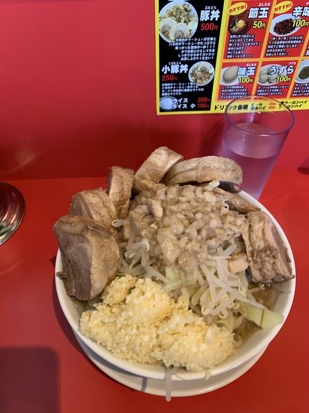 「ラーメン（極太麺）+豚T（トリプル）×2」@ボディブローの写真