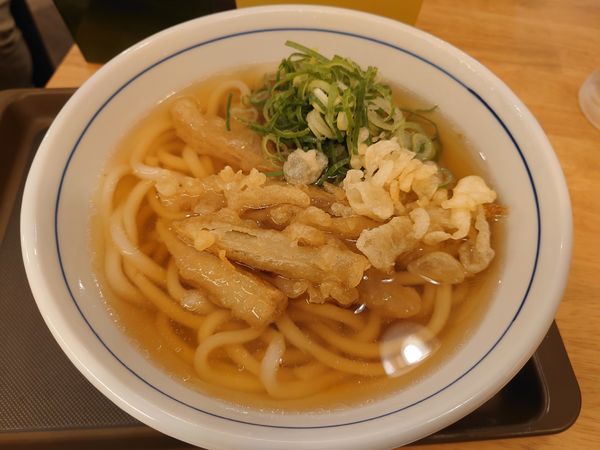 「ごぼう天うどん410円+ハイボール100円」@ウエスト ゲイツ店の写真