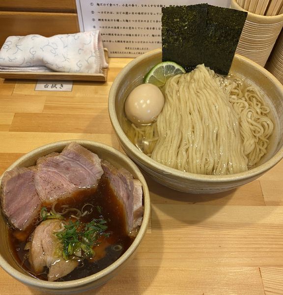「鰹昆布出汁醤油つけ麺+大盛り」@迂直の写真