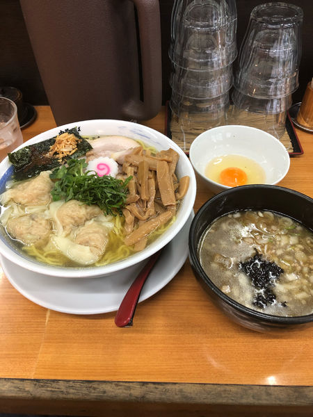 「烏賊煮干し&浅利出汁つけそば(熱)大盛り＋ワンタン」@中華そば 半ざわの写真