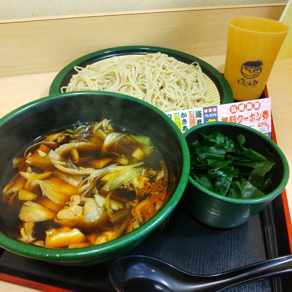 「【期間限定】肉舞茸せいろ(¥580)+三陸わかめ(クーポン)」@ゆで太郎 大崎広小路店の写真