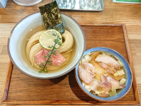 「昆布水のつけめん 塩(350g)＋味玉」@YOKOKURA STOREHOUSEの写真