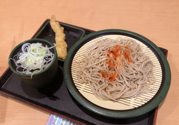 「もりそば(340円)+えび天(クーポン)」@ゆで太郎 錦糸公園前店の写真