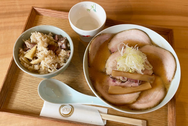 「味噌肉 & 限定タケノコご飯」@自家製麺と定食 弦乃月の写真