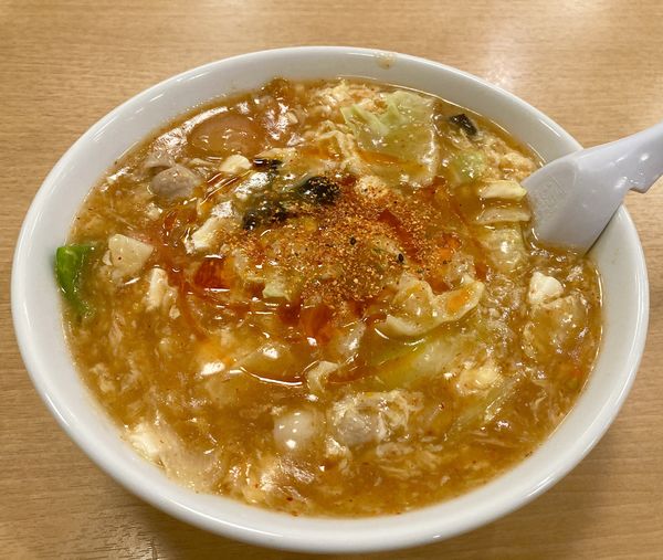 「蕃茄酸辣湯麺一辛」@湯乃泉 草加健康センター 草加店の写真