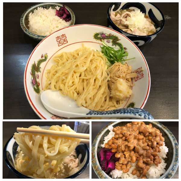 「【限定A】豚バラニンニク塩つけ麺 ＋✨納豆✨ご飯 980円」@メンショップ アキラの写真