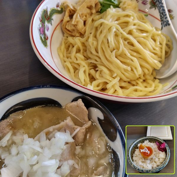 「【限定】豚バラにんにく塩つけ麺 ￥980・納豆 ￥100」@メンショップ アキラの写真
