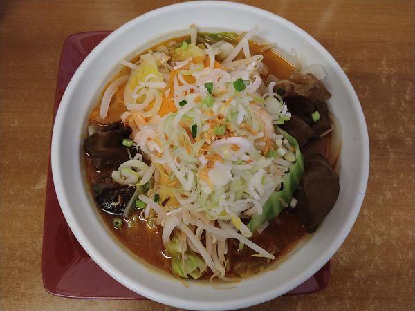 「五目タンメン＋獄辛弐倍」@らーめん我礫の写真