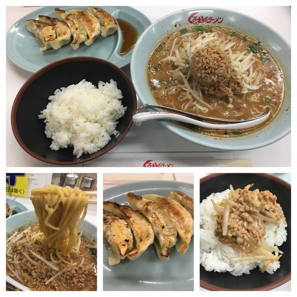 「納豆ラーメン 860円・餃子 100円・ライス無料」@くるまやラーメン 新潟河渡店の写真
