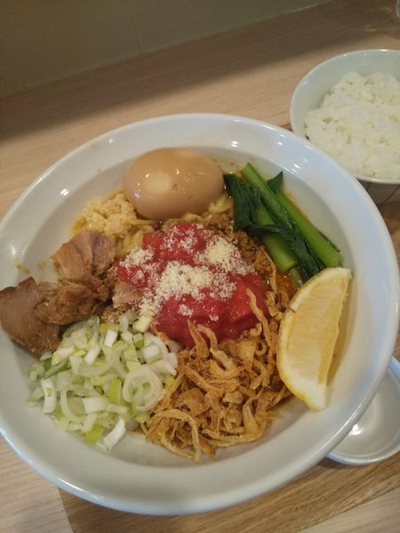 「担々トマトまぜそば800円(サービス味玉)ご飯(小)50円」@麺屋 幸生の写真