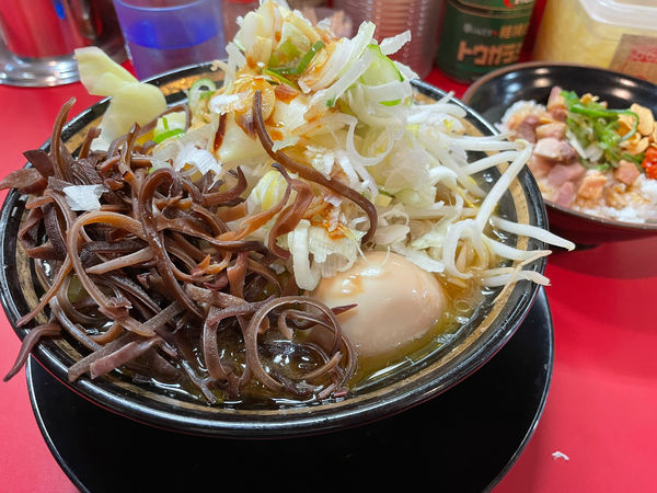 「野菜ラーメン＋きくらげ＋半賄い飯」@家系ラーメン とらきち家の写真