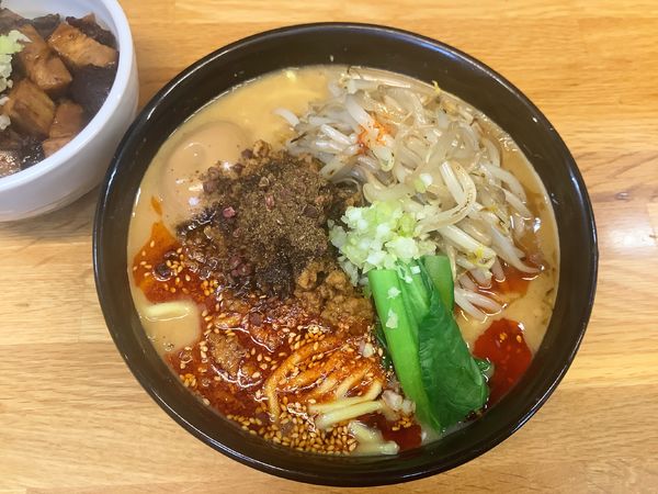 「味玉担々麺+ちゃーしゅー飯」@味噌っ子 ふっくの写真