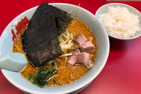 「特製味噌ネギラーメン870円+半ライス130円」@ラーメン山岡家 鶴ヶ島店の写真