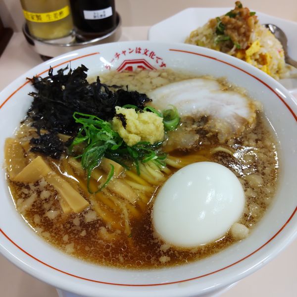 「背脂生姜ラーメン＆半チャーハン（￥950）」@ラーチャン専門 我武者羅 蒲田店の写真