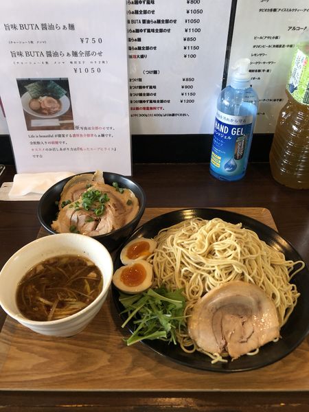 「旨味醤油つけ麺（大400㌘）味付玉子　チャーシュー丼」@Life is beautiful らぁ麺 & Cafe'barの写真