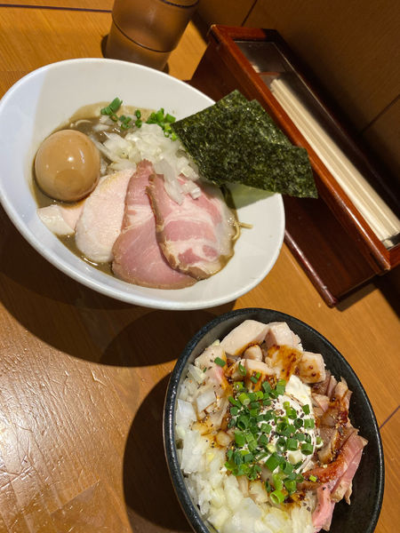 「濃厚ラーメン+肉飯」@亀戸煮干中華蕎麦 つきひの写真