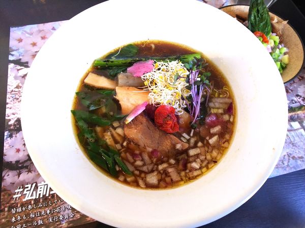 「津軽醤油とトマトの2層スープsobaトリュフと弘前カシスの薫り」@sobabar Ciliegioの写真