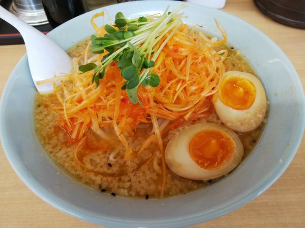 「ねぎみそ　＋味玉：サービス券」@くるまやラーメン 箕輪店の写真