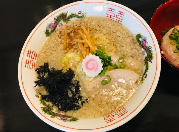 「背脂シルク中華＋サバ飯」@麺屋 丸宮の写真