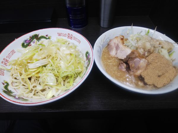 「小ラーメンつけ麺に変更 味ネギ魚粉」@ラーメン二郎 川越店の写真
