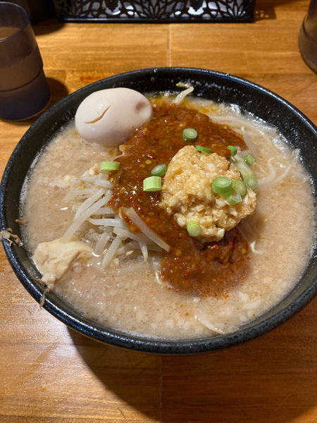 「味玉どて辛めん」@どてちん 習志野店の写真