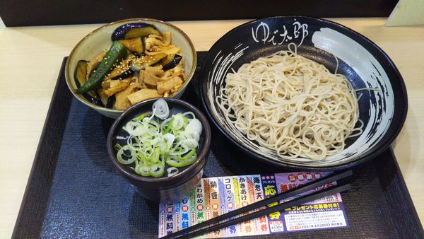 「ミニ肉茄子丼セット」@ゆで太郎 荒川沖店の写真