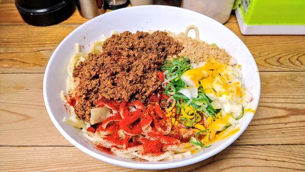 「カレー汁なし担々麺(大)+パクチー」@自家製麺 てんかの写真