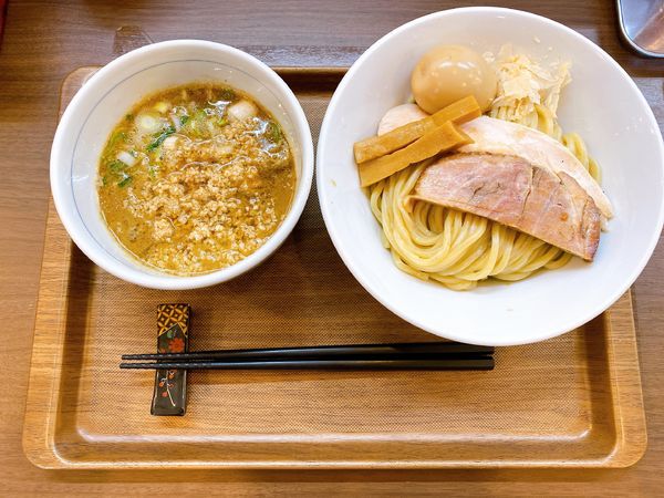 「味玉・鶏ほぐしつけめん:1,100円」@つけめん さなだの写真