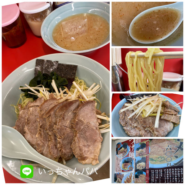 「ネギチャーシューつけ麺 酢抜き 1100円 ライス 100円」@ラーメンショップ 沼目店の写真