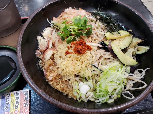 「冷し薬味そば・大盛」@ゆで太郎 鶴見中央店の写真